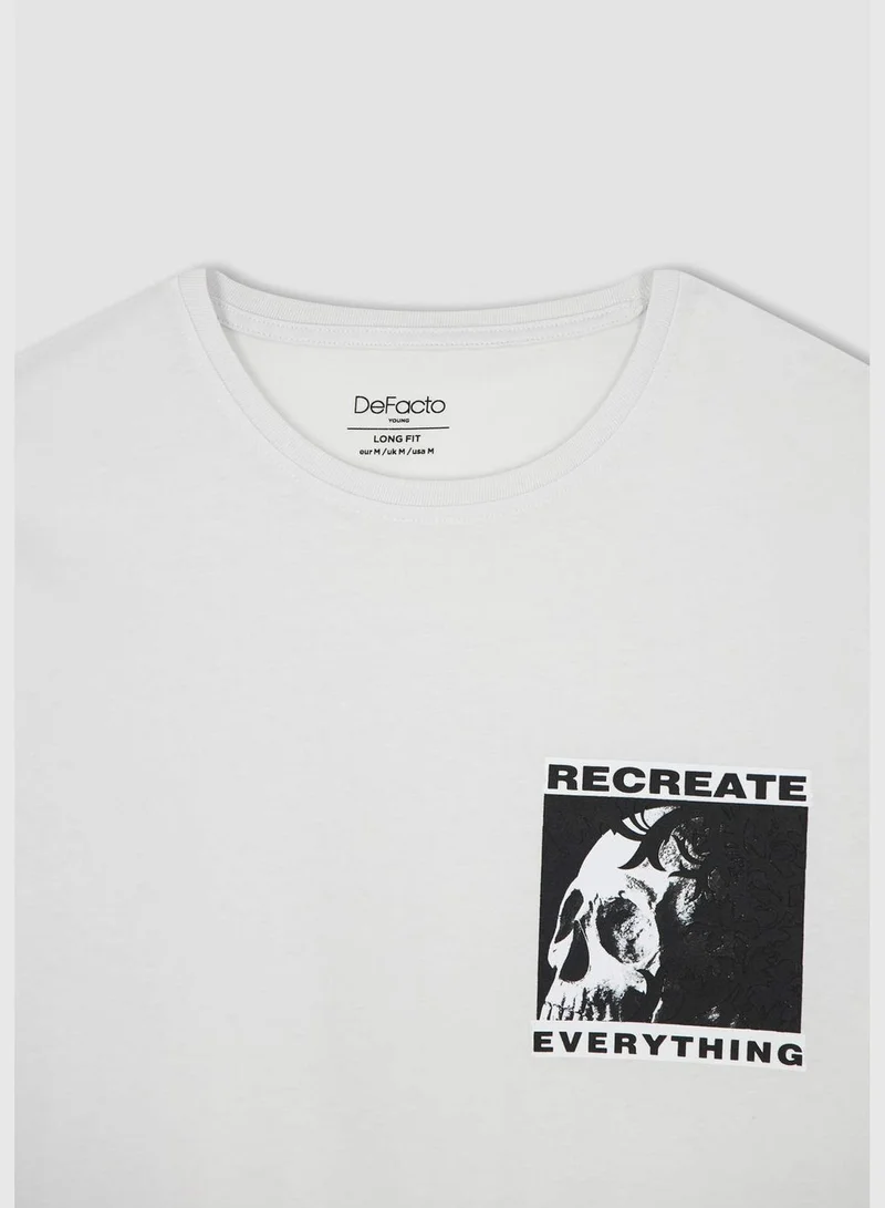 ديفاكتو Man Long Fit Crew Neck Short Sleeve Knitted T-Shirt