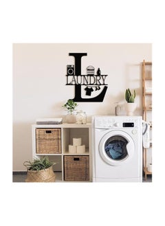 MIRFA Wooden Wall Art With Self Adhesive Base - Black (Laundry)  - Image 2