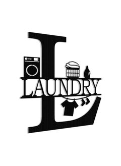 MIRFA Wooden Wall Art With Self Adhesive Base - Black (Laundry)  - Image 3