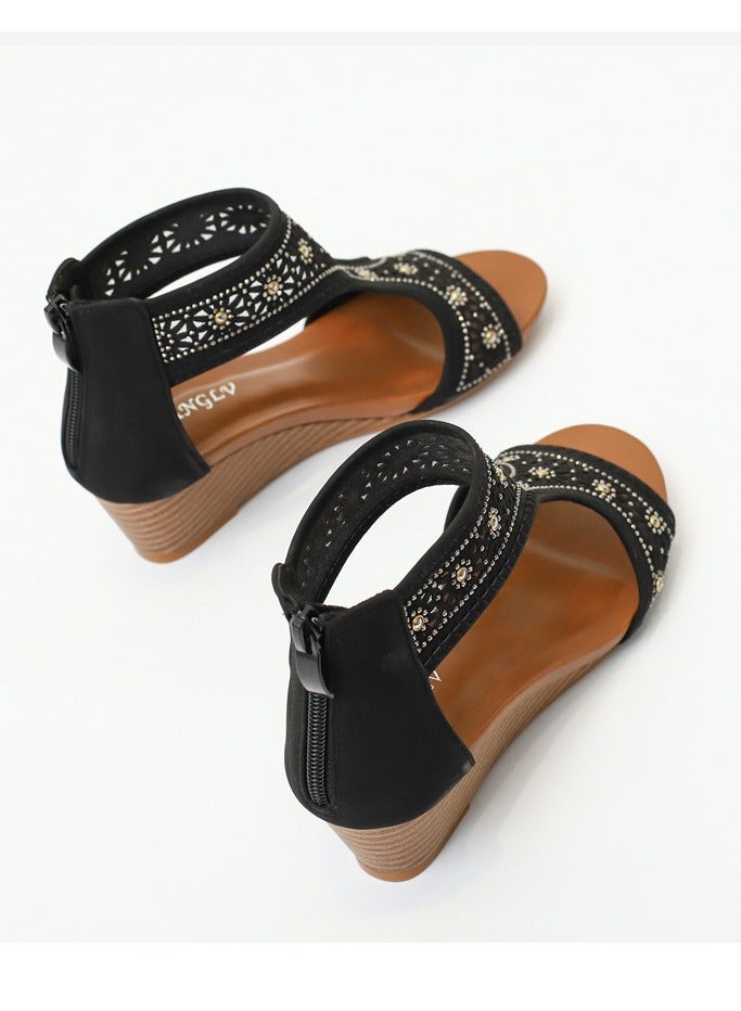 SIKETU Summer New Women's Sandals Comfortable Slope Heel Roman Sandals - Image 2