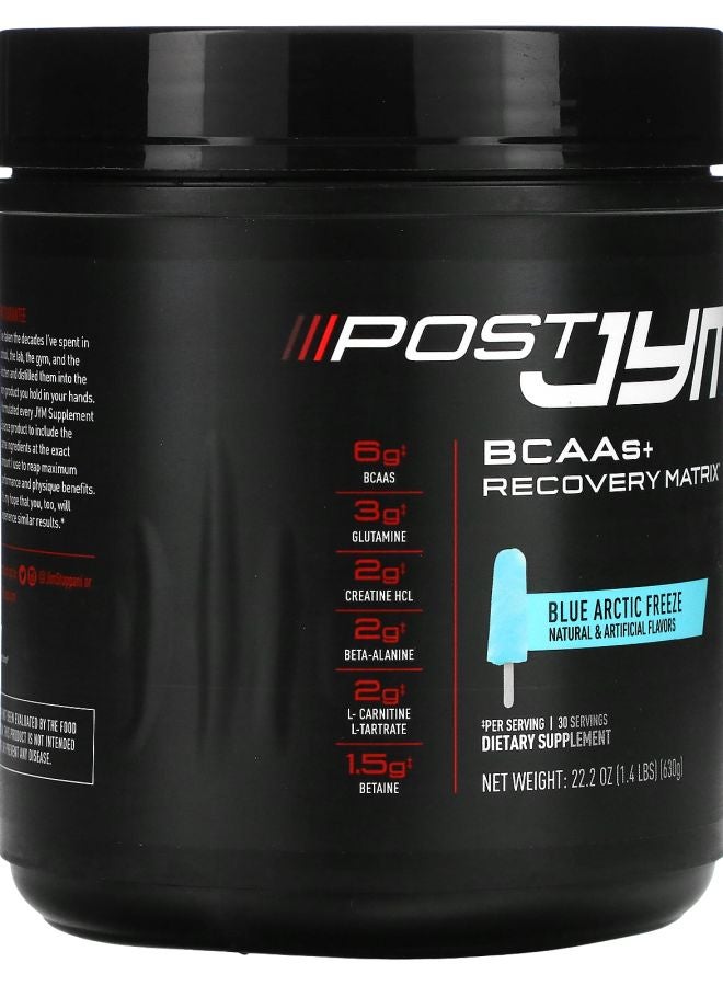 JYM Supplement Science Post JYM BCAAs + Recovery Matrix Blue Artic Freeze 1.4 lbs (630 g) - Image 2
