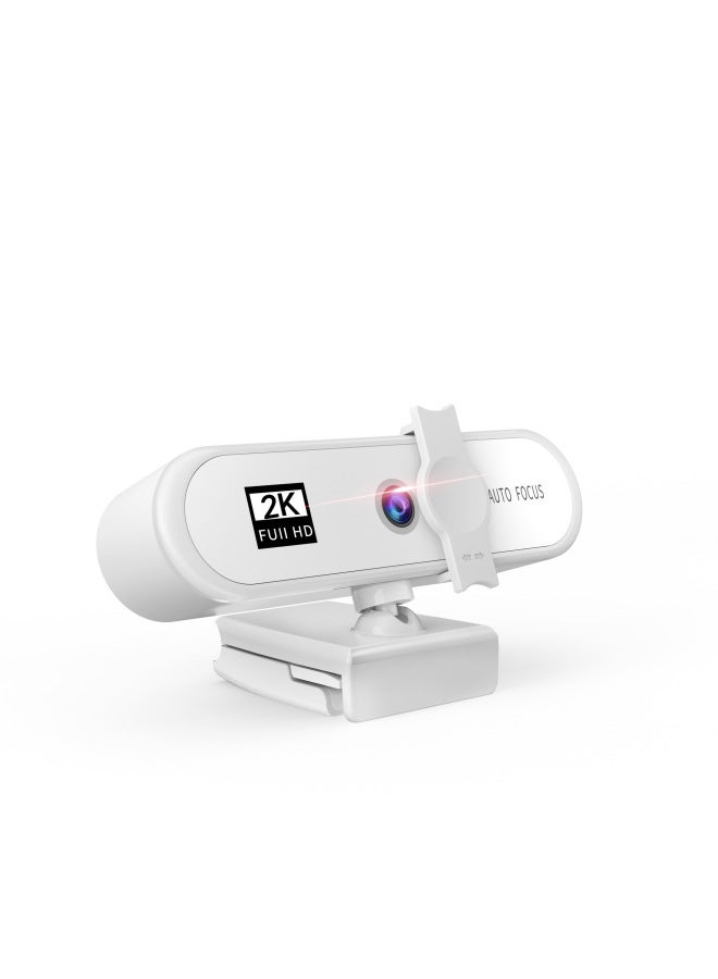 4K Private Model Beauty Auto Focus 1080p Computer Camera HD Network USB Live Broadcast Webcam2k Drive-free-Color:8802-2k-White