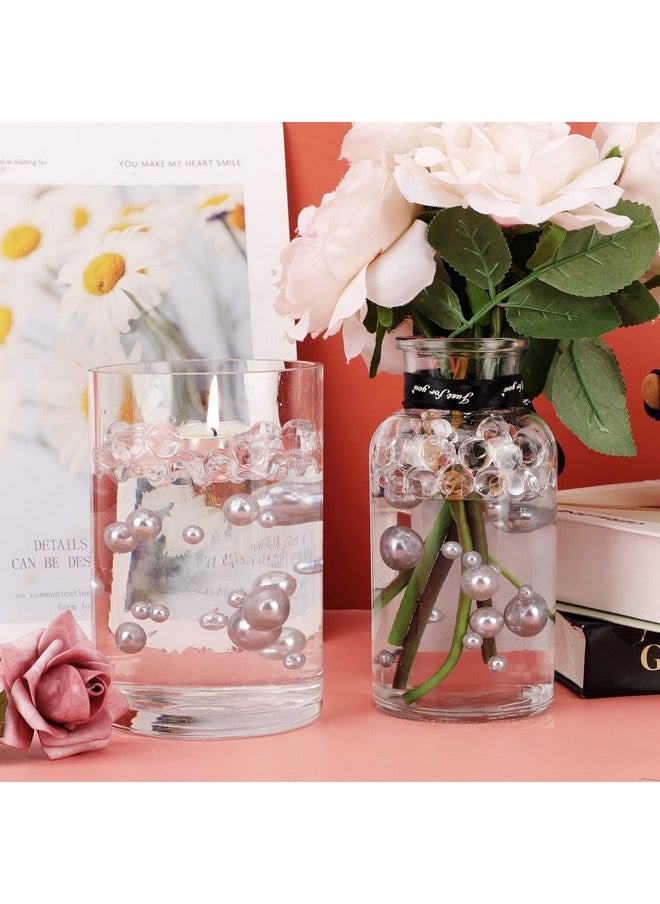 Suream - Silver Floating Beads For Vase Filler 250Pcs 8/14/20Mm Beads With 2300Pcs Clear Water Gel Beads Mix Size Round Wedding Decorative Pearls For Table Centerpiece Floral Party Valentine'S Day - Image 1