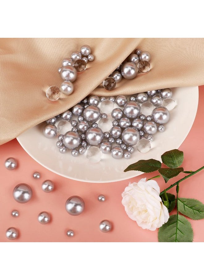 Suream - Silver Floating Beads For Vase Filler 250Pcs 8/14/20Mm Beads With 2300Pcs Clear Water Gel Beads Mix Size Round Wedding Decorative Pearls For Table Centerpiece Floral Party Valentine'S Day - Image 1