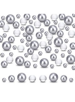 Silver Floating Beads For Vase Filler 250Pcs 8/14/20Mm Beads With 2300Pcs Clear Water Gel Beads Mix Size Round Wedding Decorative Pearls For Table Centerpiece Floral Party Valentine'S Day