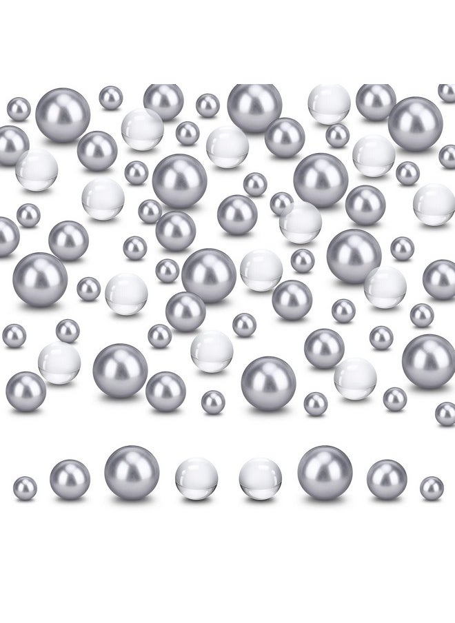 Suream - Silver Floating Beads For Vase Filler 250Pcs 8/14/20Mm Beads With 2300Pcs Clear Water Gel Beads Mix Size Round Wedding Decorative Pearls For Table Centerpiece Floral Party Valentine'S Day - Image 1