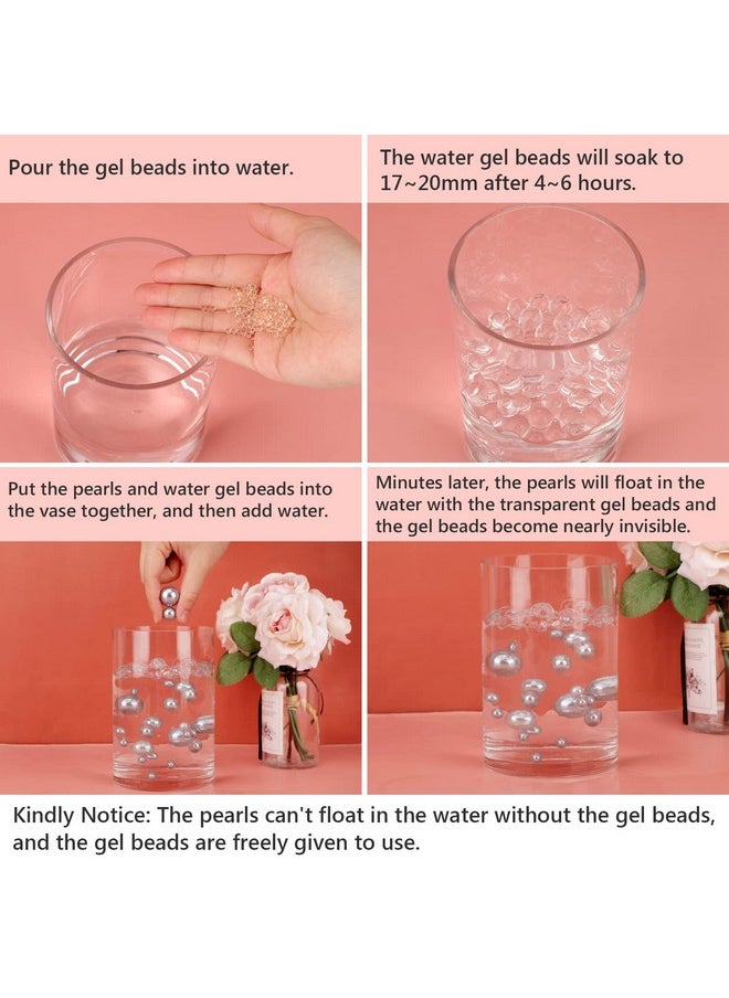 Suream - Silver Floating Beads For Vase Filler 250Pcs 8/14/20Mm Beads With 2300Pcs Clear Water Gel Beads Mix Size Round Wedding Decorative Pearls For Table Centerpiece Floral Party Valentine'S Day - Image 1