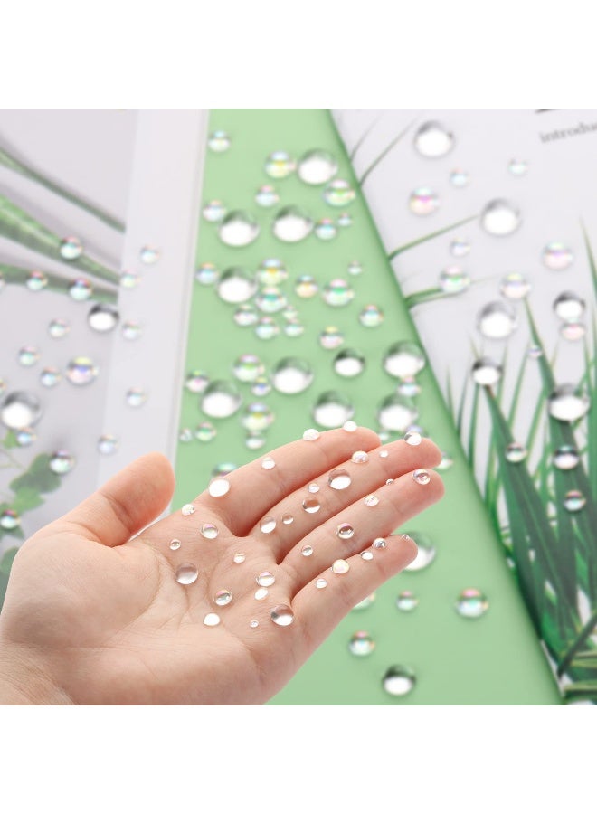 MIKIMIQI 700 Pcs Clear Dewdrop Holographic Water Droplets Embellishments Scrapbooking Card Making Supplies Resin Dewdrop Beads Clear Waterdrop for DIY Crafts Paper Decor AB Clear - Image 3