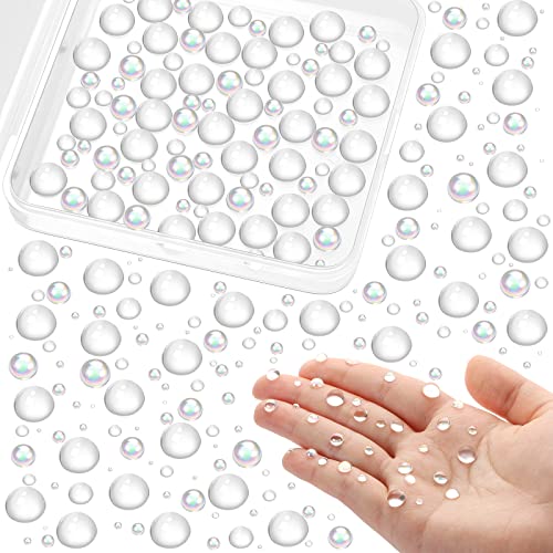 MIKIMIQI 700 Pcs Clear Dewdrop Holographic Water Droplets Embellishments Scrapbooking Card Making Supplies Resin Dewdrop Beads Clear Waterdrop for DIY Crafts Paper Decor AB Clear - Image 1