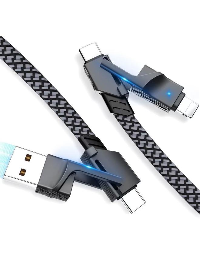 Four-in-one Data Cable Type-c Fast Charging Line For Huawei Mobile Phone Apple 15 Tablet Notebook Pd Charging Line-Color:Black Warrior 1.5m  - Image 2