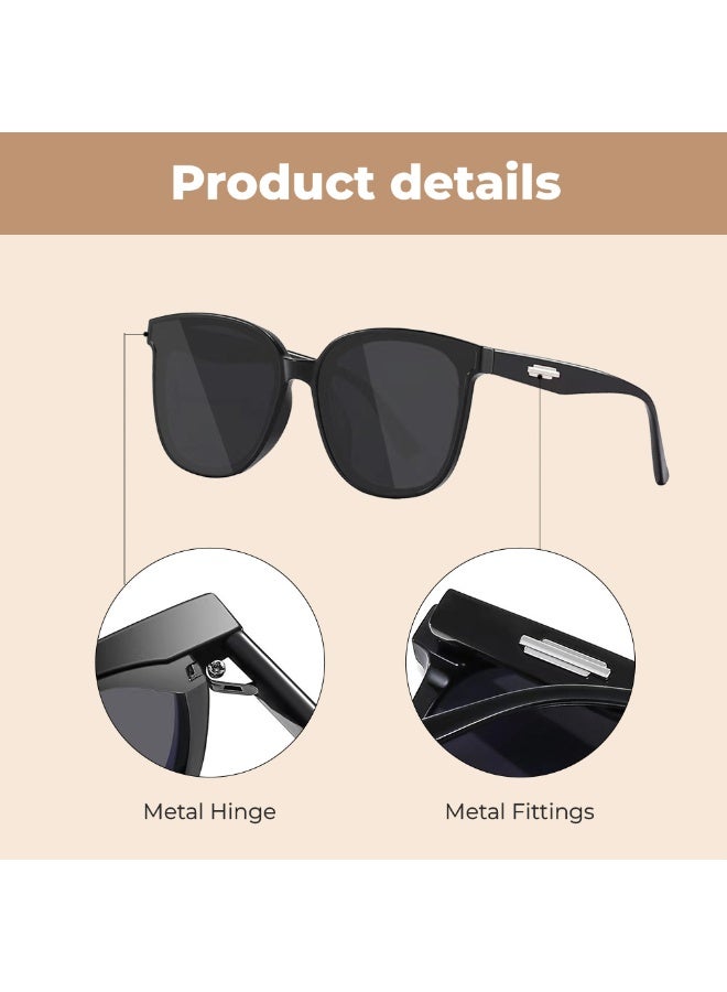 KSYN KO-KO Vintage Black Sunglasses with Metal Hinges & Accessories, HD Sun Protection for Strong Light, Fashionable Shades - Image 2