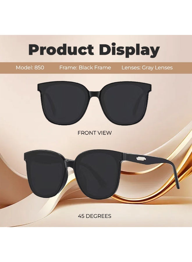 KSYN KO-KO Vintage Black Sunglasses with Metal Hinges & Accessories, HD Sun Protection for Strong Light, Fashionable Shades - Image 5