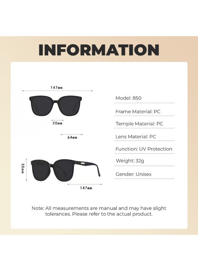 KSYN KO-KO Vintage Black Sunglasses with Metal Hinges & Accessories, HD Sun Protection for Strong Light, Fashionable Shades - Image 4