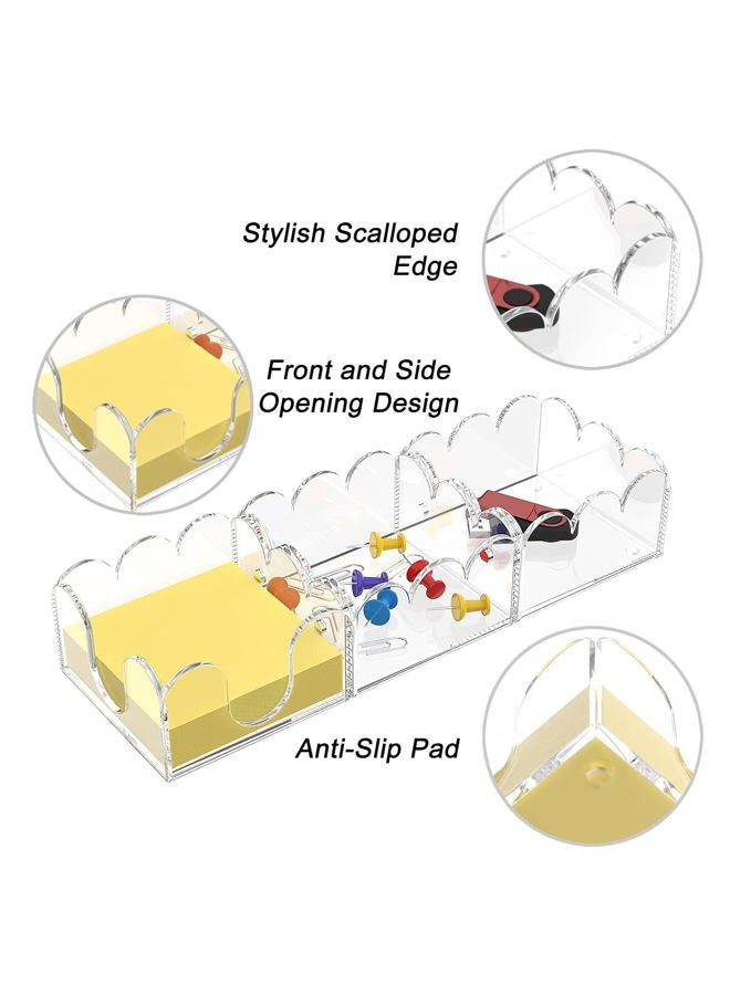 YAGELI YAGEL Magnetic 3-in-1 Acrylic Post It Note Holder & Dispenser | Modern Desk Organizer for 3x3 Sticky Notes & Memo Pads | with Non-Slip Base for Office, School, Home Use (Clear） - Image 2
