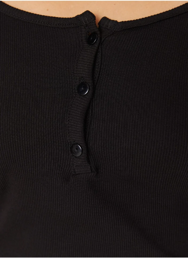 trendyol Button Detail Ribbed Bodycon Dress
