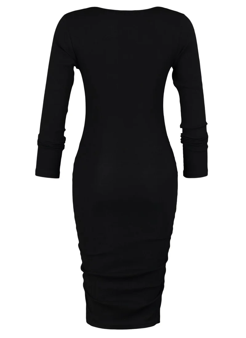 trendyol Button Detail Ribbed Bodycon Dress