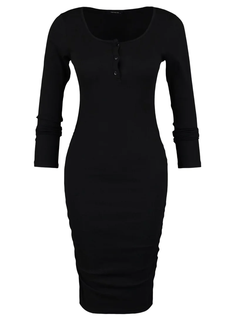 trendyol Button Detail Ribbed Bodycon Dress