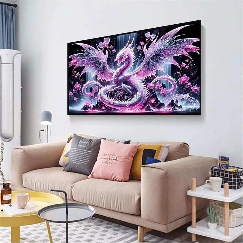 Ekuxom Large Diamond Art Kits for Adults- Large Dragon Diamond Painting Kits for Adults-5D DIY Round Full Drill Waterfall Diamonds Gem Art Kit for Gifts Home Wall Decor 27.5 X 15.7 inch - Image 3