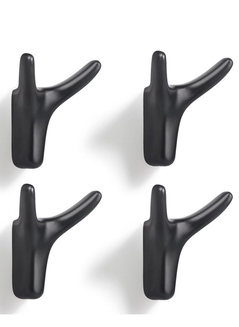 Excefore Hooks for Clothes Towel Hooks Coat Hook Cow Head Wall Hooks for Heavy Duty Door Hanger Towel Robe Clothes Cabinet Closet Sponges Hook for Bathroom Bedroom Kitchen Hotel Pool (4 Packs Matte Black)  - Image 1