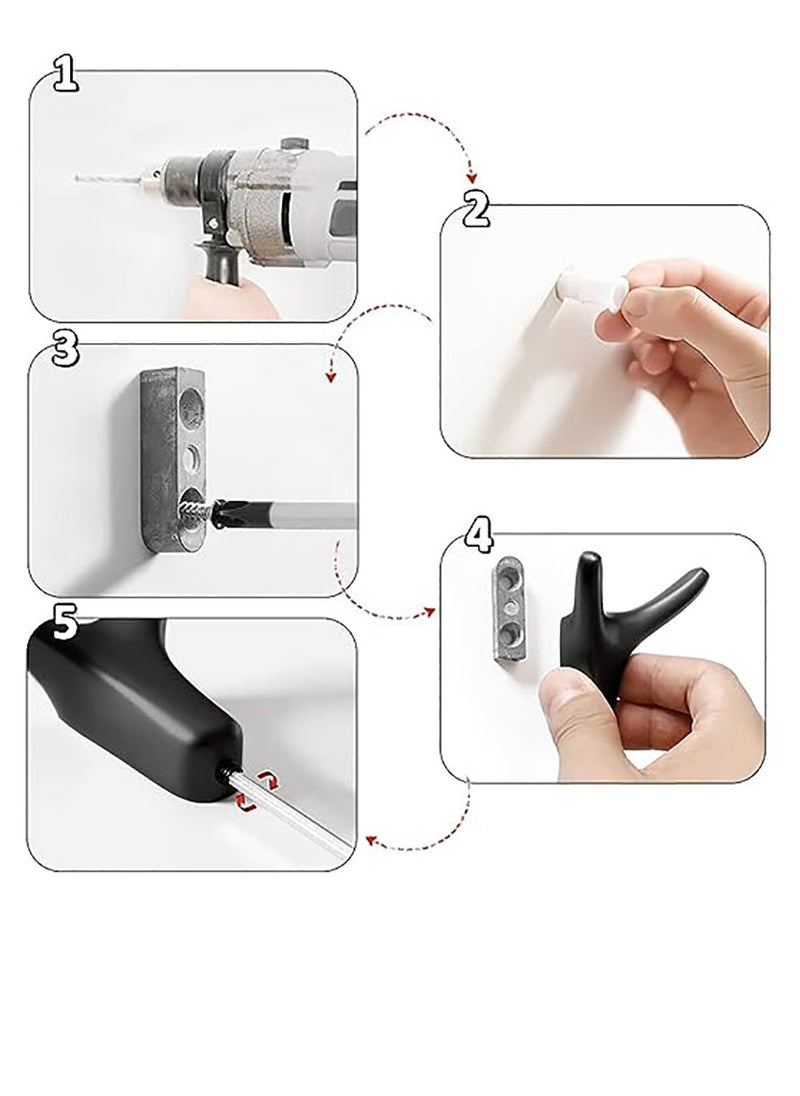 Excefore Hooks for Clothes Towel Hooks Coat Hook Cow Head Wall Hooks for Heavy Duty Door Hanger Towel Robe Clothes Cabinet Closet Sponges Hook for Bathroom Bedroom Kitchen Hotel Pool (4 Packs Matte Black)  - Image 3
