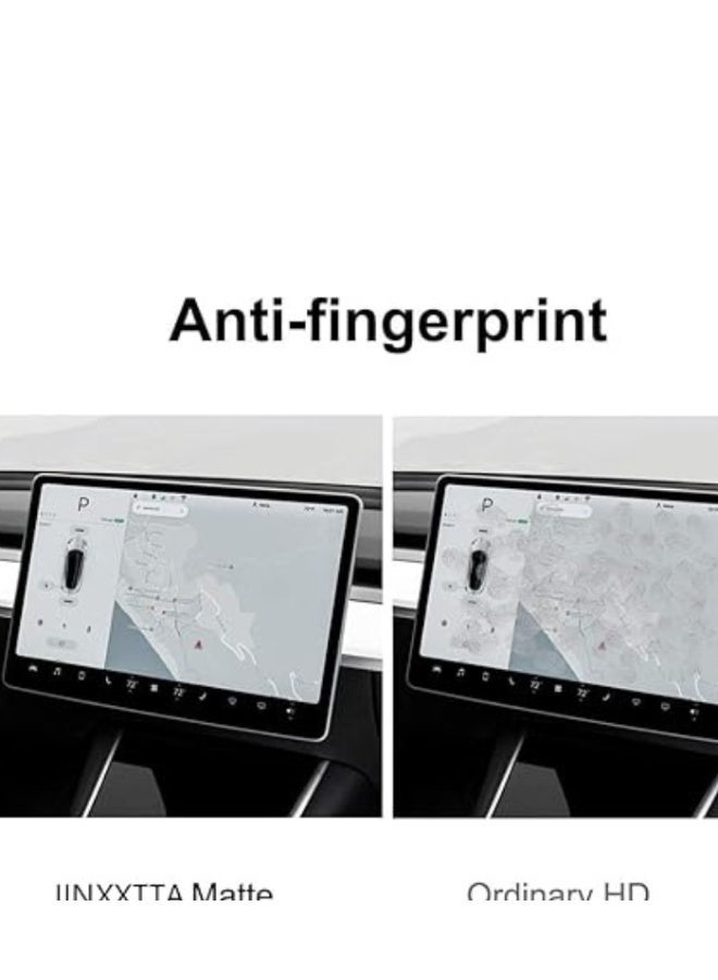 9H Matte Tempered Glass Screen Protector for Tesla Model 3 (2024–2025) and Model Y (2025) – Anti-Glare, Anti-Fingerprint, Ultra Clear and Smooth Touch – Front and Rear Protection with Easy Installation Tools - Image 2
