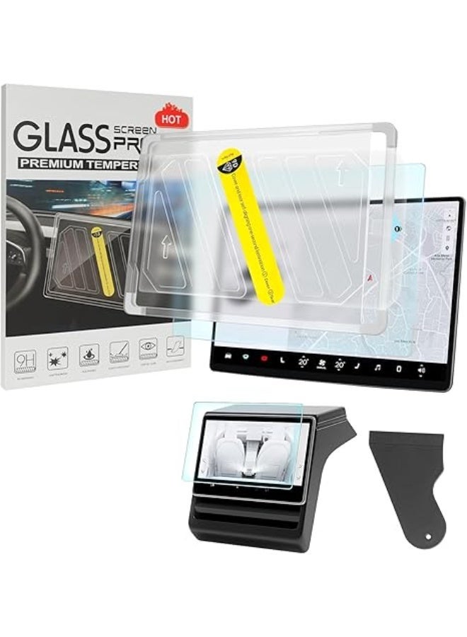 9H Matte Tempered Glass Screen Protector for Tesla Model 3 (2024–2025) and Model Y (2025) – Anti-Glare, Anti-Fingerprint, Ultra Clear and Smooth Touch – Front and Rear Protection with Easy Installation Tools - Image 1