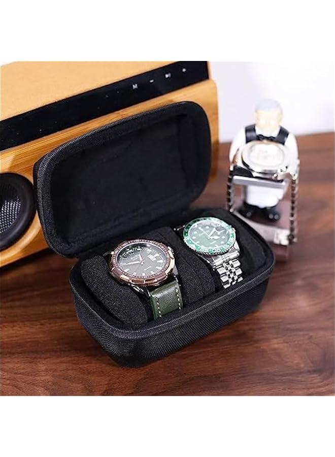 HOOKOR 2 slot Hard watch travel case,Portable zipper storage organizer box with soft foam pillow to fit large and small watches,Watch Organizer for Men and Women (2 Slot) - Image 3