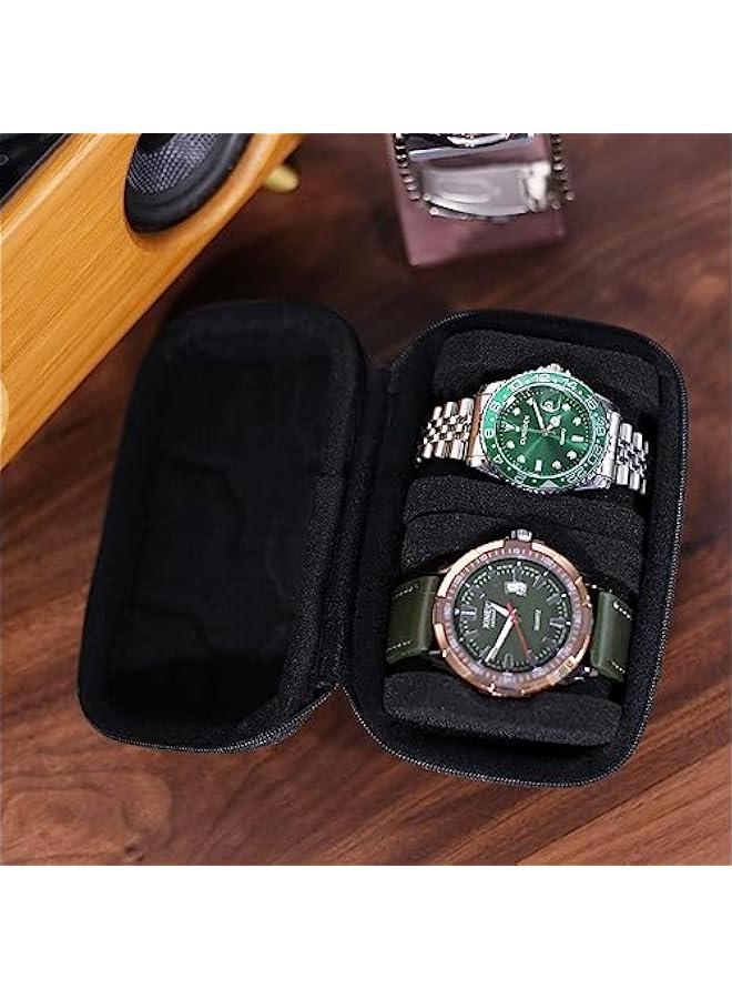 HOOKOR 2 slot Hard watch travel case,Portable zipper storage organizer box with soft foam pillow to fit large and small watches,Watch Organizer for Men and Women (2 Slot) - Image 5