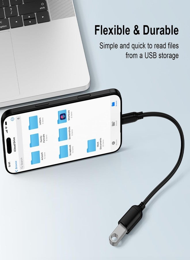 Flecom USB Type C to USB 3.0 Adapter Android OTG Cable for Samsung Galaxy A17 S25FE Plus A16 A35 A36 A56 S24 S23 S22, iPhone 17/16 Pro Max/16 Plus/16e, USBC Male to USB A Female On The Go OTG Cable Adapter - Image 4