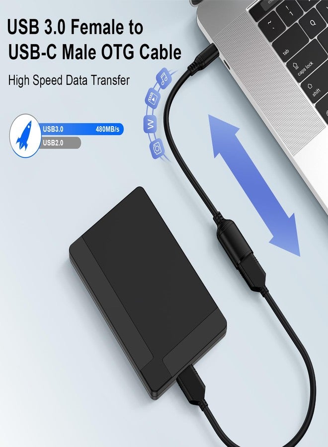 Flecom USB Type C to USB 3.0 Adapter Android OTG Cable for Samsung Galaxy A17 S25FE Plus A16 A35 A36 A56 S24 S23 S22, iPhone 17/16 Pro Max/16 Plus/16e, USBC Male to USB A Female On The Go OTG Cable Adapter - Image 2