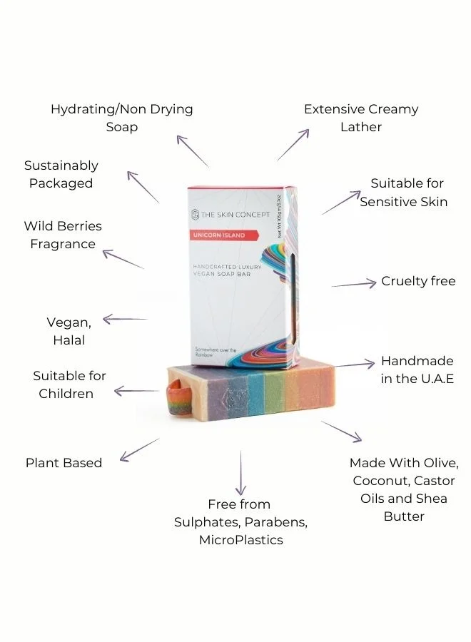 The Skin Concept  The Skin Concept Luxury Soap Bar-Unicorn Island, Handmade, Vegan for Women | Best Price UAE