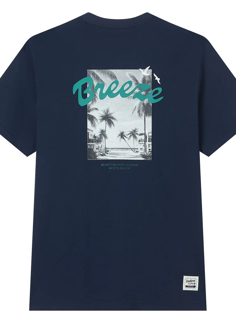 Giordano  Men's Endless Lazy Days Navy Breeze Graphic Tee for Men | Best Price UAE