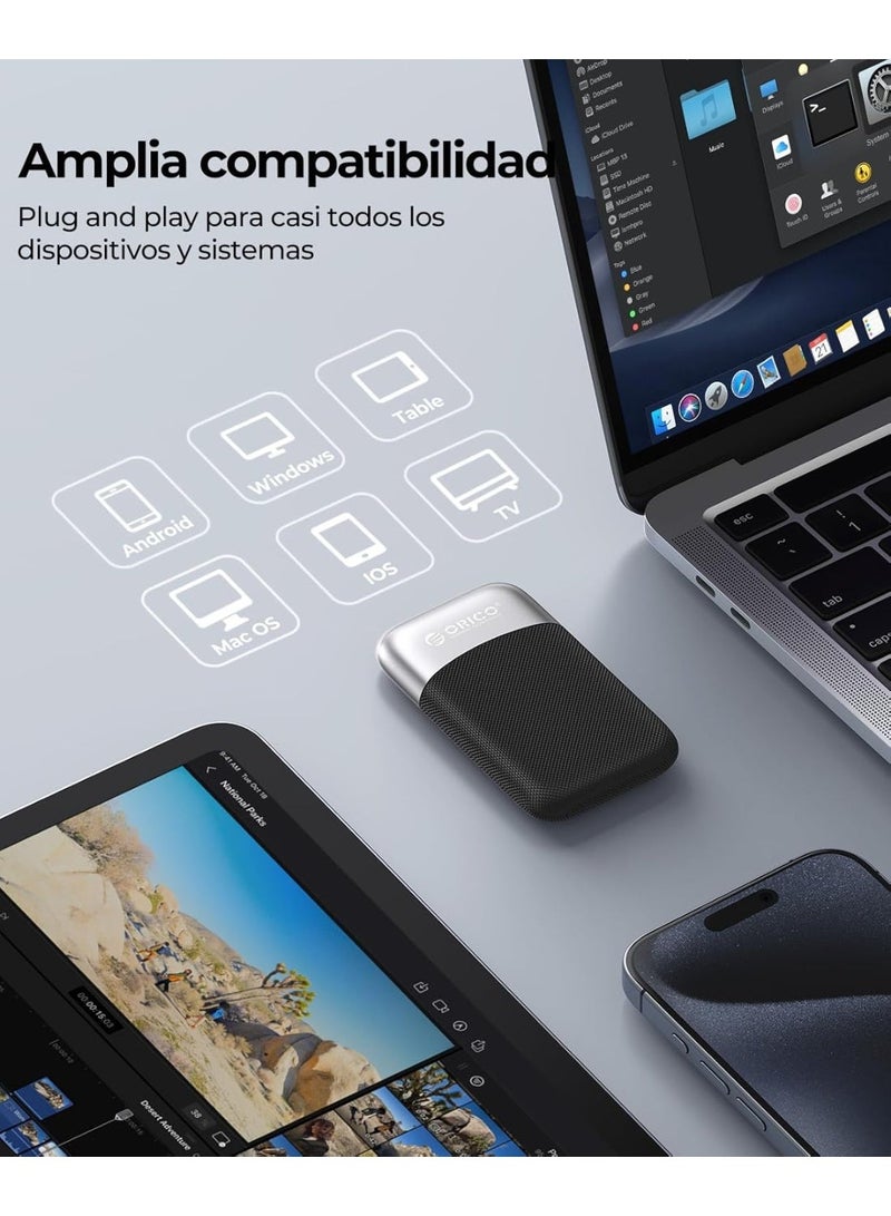 أوريكو قرص تخزين خارجي محمول من نوع SSD بسعة 2 تيرابايت من ORICO، بسرعة تصل إلى 2000 ميجابايت/ثانية، مزود بمنفذي USB 3.2 من الجيل الثاني بسرعة 20 جيجابت/ثانية، وكابل USB-C ثنائي في واحد، للتخزين الخارجي لإعادة التشغيل المباشر وتصميم المشاهد - M20 - Image 3