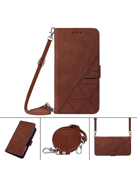 HuHa Case Cover Compatible For Infinix Note 8 Crossbody 3D Embossed Flip Leather Phone Case Brown