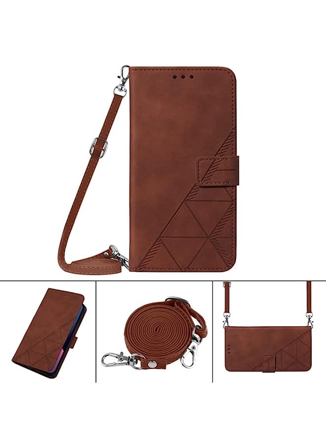 HuHa - HuHa Case Cover Compatible For Infinix Note 8 Crossbody 3D Embossed Flip Leather Phone Case Brown - Image 1
