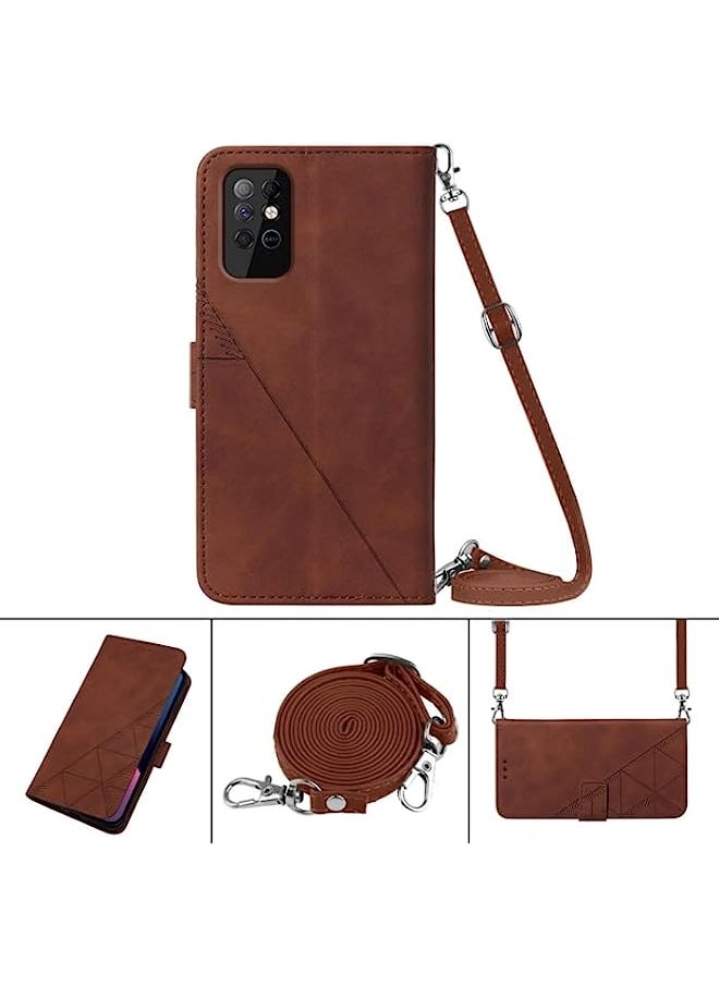 HuHa - HuHa Case Cover Compatible For Infinix Note 8 Crossbody 3D Embossed Flip Leather Phone Case Brown - Image 1