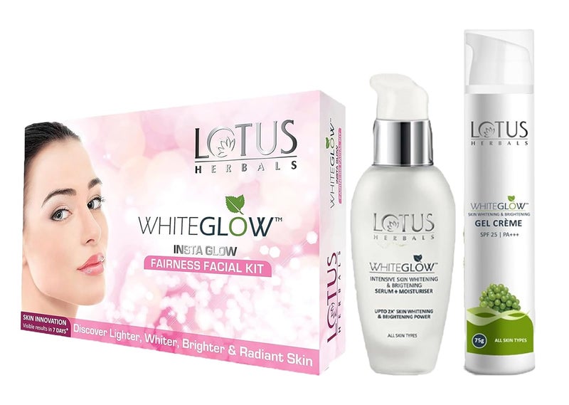 LOTUS HERBALS Lotus Herbals WG Bigger Gel Cream75g Insta glow Facial Kit40g SerumMoisturiser30ml Set Of 3  - Image 1