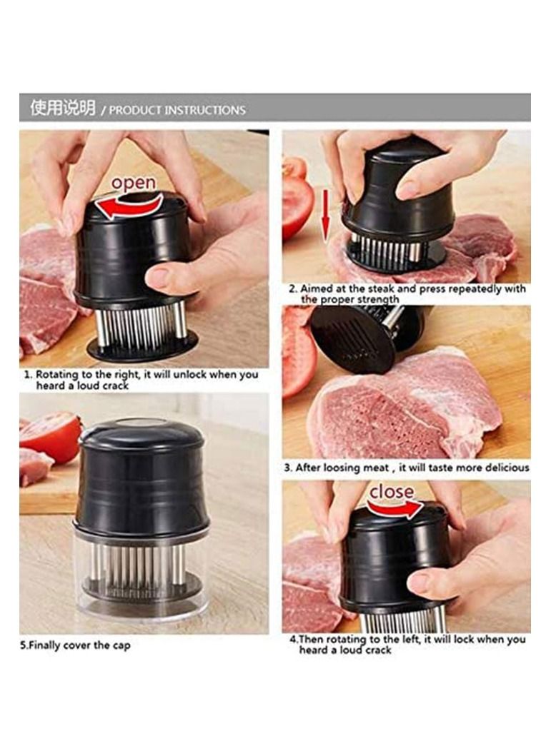 Cool Baby COOLBABY Professional Kitchen Tool Ultra Sharp Stainless Steel 56 Needles Meat Tenderizer Black  - Image 5