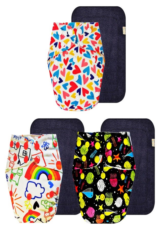 Dumbledo Premium Cloth Diaper with Gray Insert (Pack of 3) | Snug Fit | Breathable | Travel Friendly | Worry-Free Diapering | 3 Months - 3 Years | Unisex Baby - Image 1