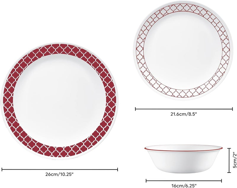 Corelle طقم أدوات المائدة كوريل (12 قطعة، تصميم كريمسون تريليس) - Image 2