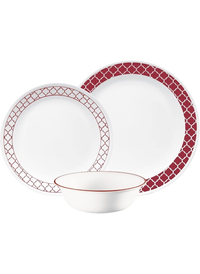 Corelle طقم أدوات المائدة كوريل (12 قطعة، تصميم كريمسون تريليس) - Image 1