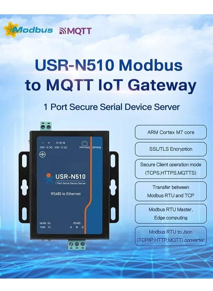 USR-N510 RS485 Port Modbus to MQTT IoT Gateway Ethernet Device Servers X 1 Set  - Image 2