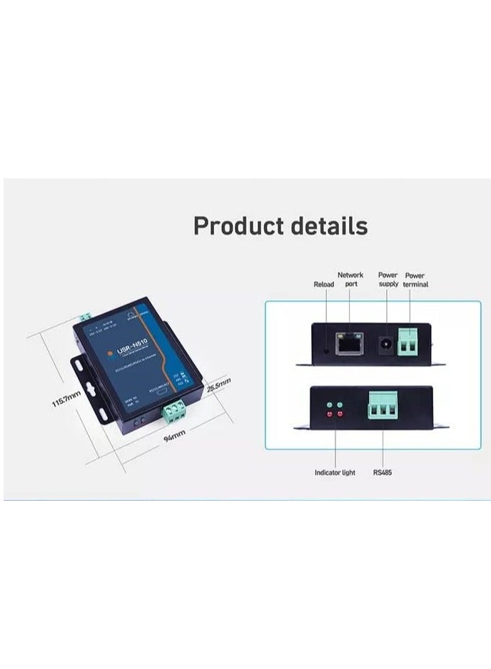 USR-N510 RS485 Port Modbus to MQTT IoT Gateway Ethernet Device Servers X 1 Set  - Image 3