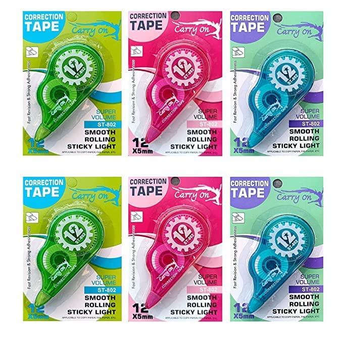 MINtile Since 2000 | Correction Tape with Protective Front Cap – 5mm x 72M (12M x 6pcs) Writable White Out Tape for Mistake Correction | Easy to Use Stationery for Kids, Students & Office (Pack of 6) - Image 1