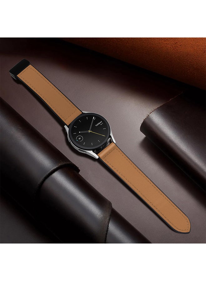 O Ozone Leather Silicone Watch Band for Samsung Galaxy Watch Ultra LTE 47mm / Galaxy Watch 3 45mm 22mm Replacement Strap with D-Buckle Wristband- Light Brown - Image 4