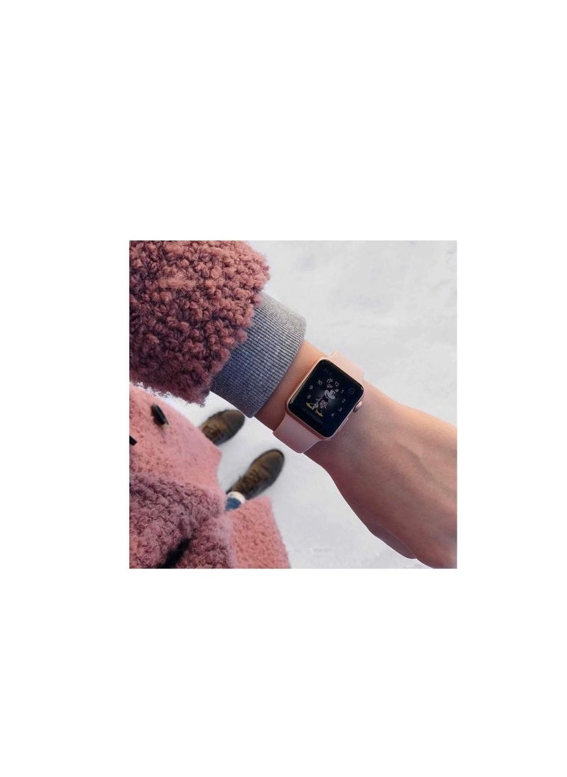 Generic - For Apple Watch Series 8 Ultra -Band 49 Mm -Sport Rubber Bracelet Watch Band - Sand Pink - Image 1