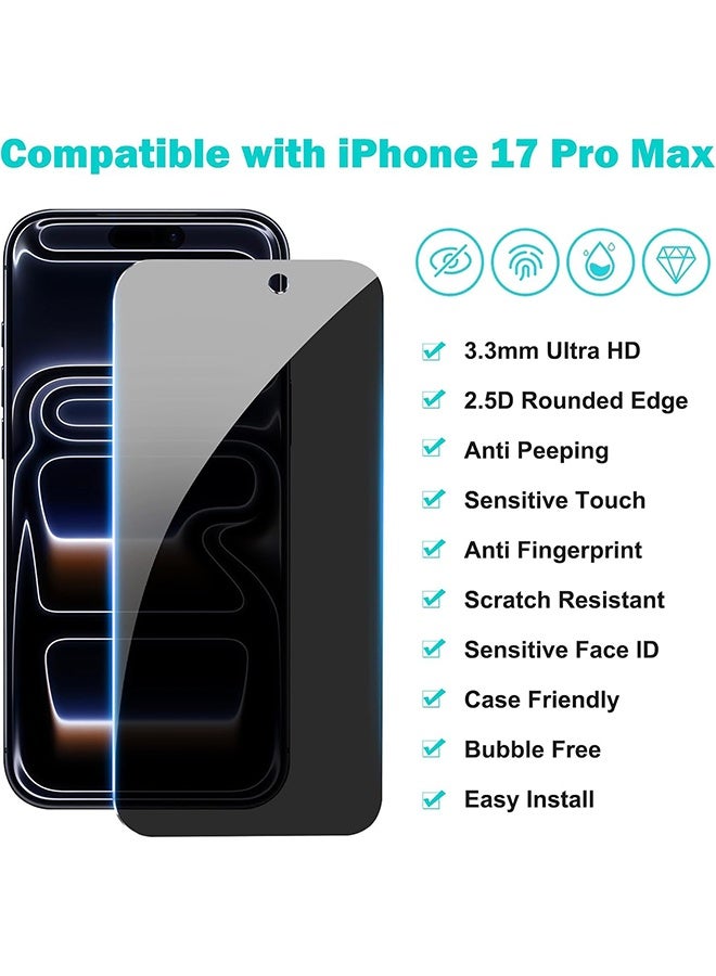 Lemon 3+3+1Pack for iPhone 17 Pro Max Privacy Screen Protector, with Camera Lens Protector, Film Frame, Easy Installation, Bubble Free - Image 2