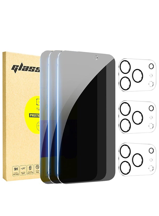 Lemon 3+3+1Pack for iPhone 17 Pro Max Privacy Screen Protector, with Camera Lens Protector, Film Frame, Easy Installation, Bubble Free - Image 1