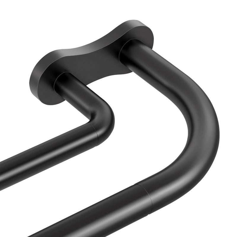 Wolistsa Double Curtain Rod, Black Wrap Around Blackout Dual Curtain Rods for Windows 48 to 84 inch, Adjustable Heavy Duty Curved Spliced Room Darkening Double Rods, All Metal, Aluminium Bracket - Image 1