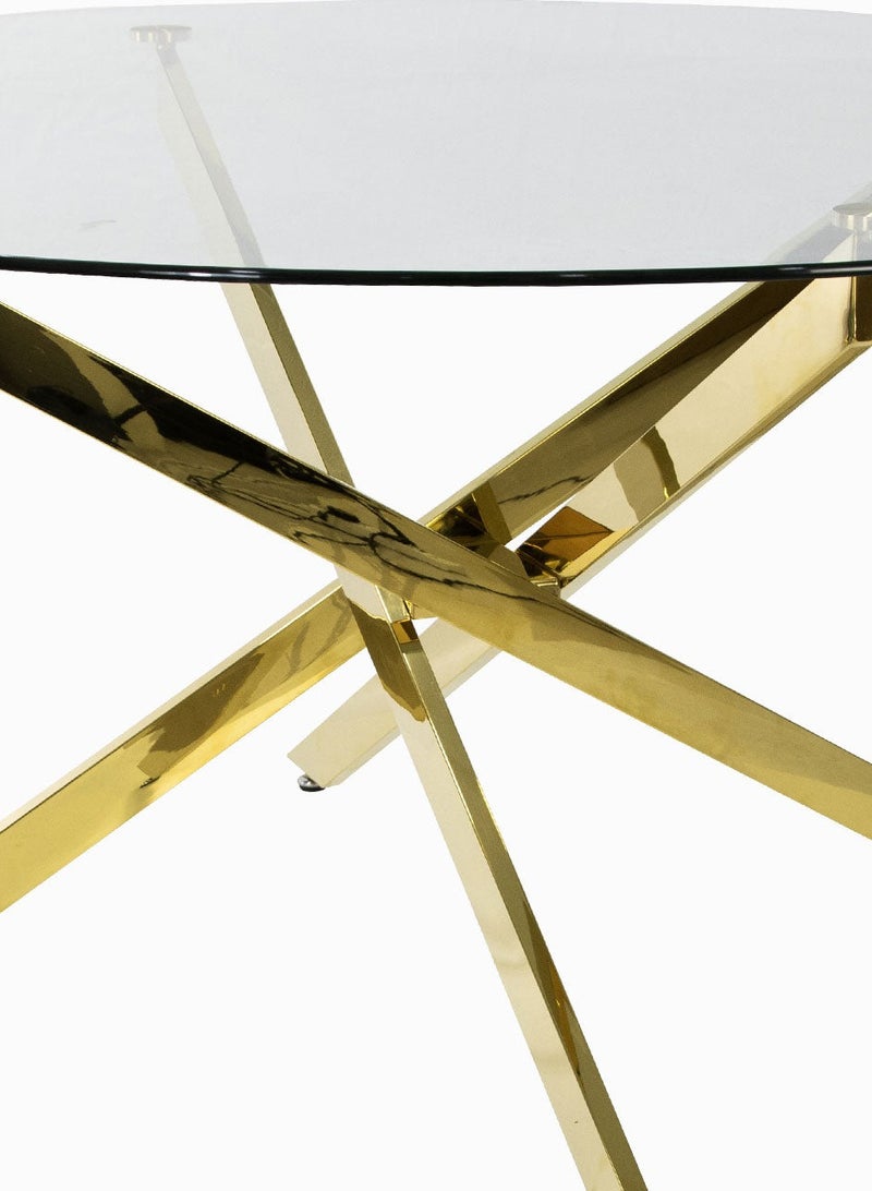 VANITY LIVING Davos Gold Round Dining Table Set - 6 Seater with Leon Cream Chairs, Elegant Modern Design - Image 5
